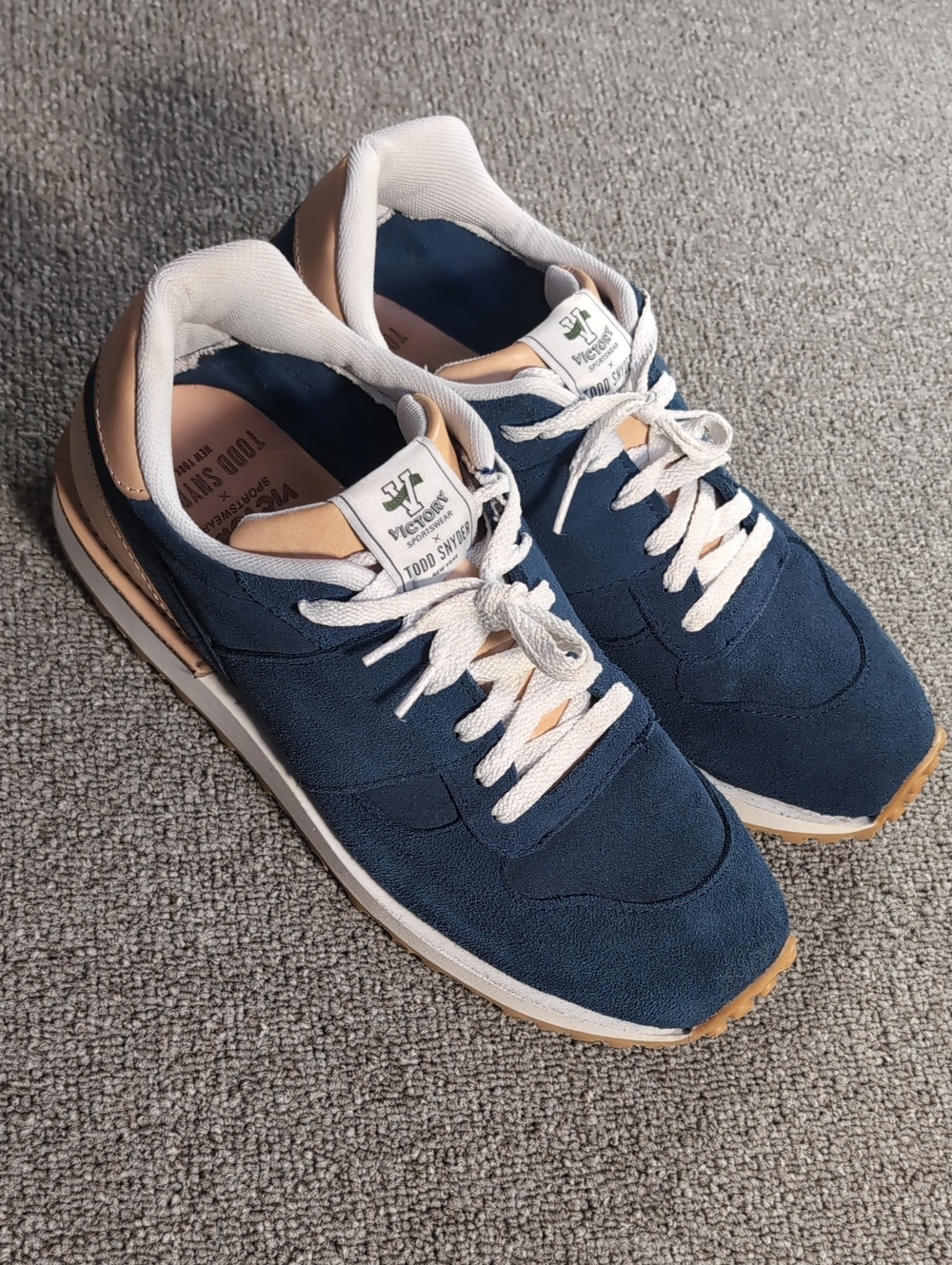 Todd Snyder x Victory Sportswear Speed Runner Sneaker in Blue Suede USA Made 9.0